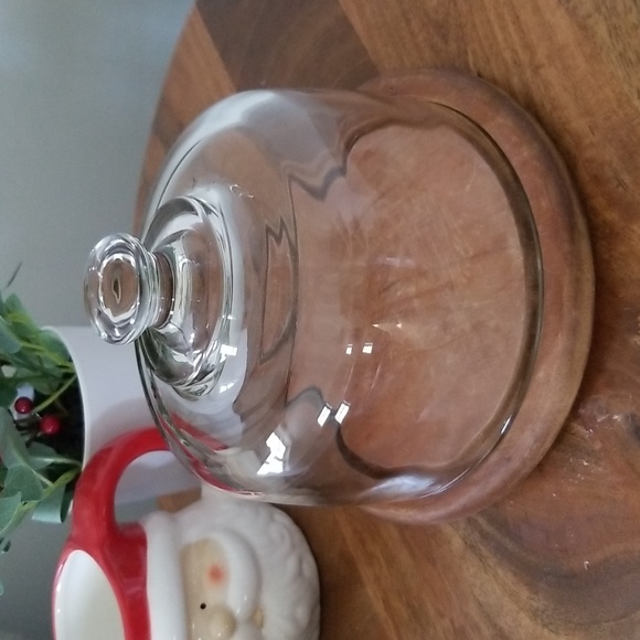 Vintage Cheese Server with Glass Dome, Teakwood - Picture 2 of 7